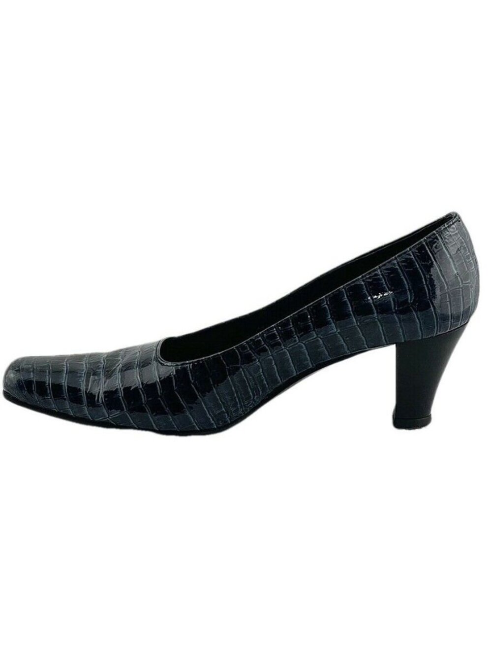 Boucherel Womens Black Croc-Embossed Leather Heels Size 38 - Picture 8 of 9